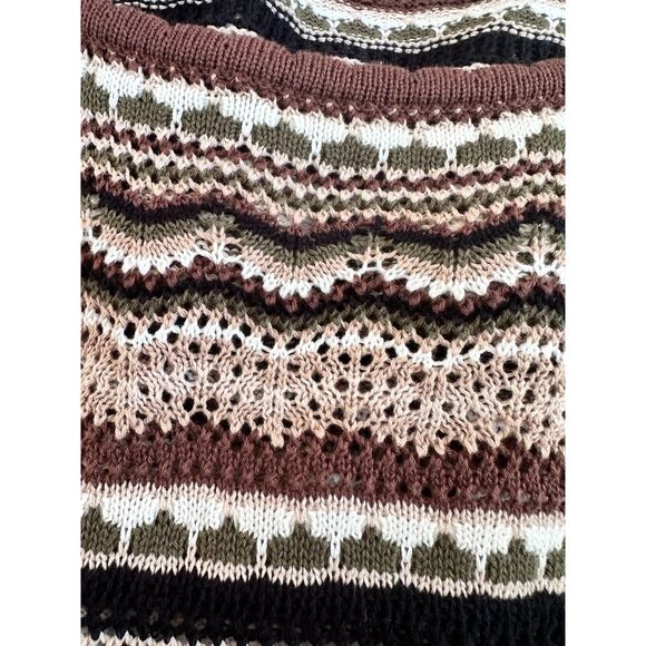 Pink Lily Crochet Knit Multi Color Bell Sleeve Dress size Large Boho Chic Style - Picture 6 of 7